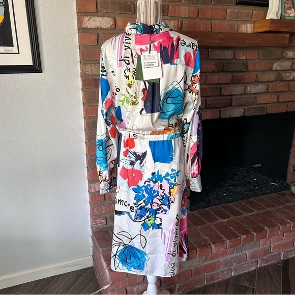 NWT MARELLA Alcuno Graphic Print Mini Shirt Dress Sz 14 US - Picture 10 of 15